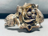 3d Rose!! Vintage Southwest Sterling Silver Bracelet Cuff Old-Nativo Arts