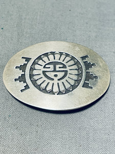 Signed Vintage Native American Navajo Sterling Silver Sunface Pin-Nativo Arts