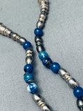 Incredible Vintage Native American Navajo Lapis Bear Sterling Silver Inlay Necklace-Nativo Arts