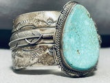 One Of The Coolest Vintage Native American Navajo Feather Turquoise Sterling Silver Bracelet-Nativo Arts