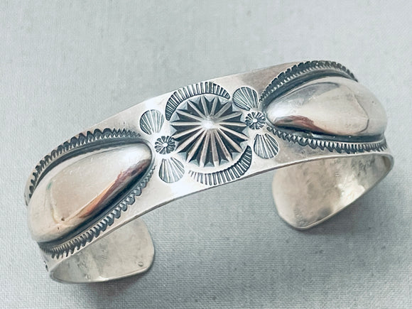 Hand Tooled Vintage Native American Navajo Early 1900's Sterling Silver Bracelet-Nativo Arts