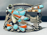 One Of The Best Ever Vintage Native American Zuni Roandrunner Inlay Sterling Silver Bracelet-Nativo Arts