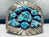 Philip Tso Vintage Native American Navajo Morenci Turquoise Sterling Silver Bracelet-Nativo Arts