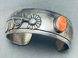 Most Beautiful Vintage Native American Navajo Feather Spiny Oyster Sterling Silver Bracelet-Nativo Arts