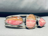 Very Rare Vintage Native American Navajo Rhodochrosite Sterling Silver Bracelet Cuff-Nativo Arts