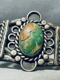 Opulent Vintage Native American Navajo Boulder Green Mine Turquoise Sterling Silver Bracelet-Nativo Arts