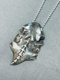 Symbolic Horned Toad Vintage Navajo Turquoise Sterling Silver Necklace-Nativo Arts