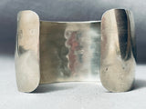 Wide Vintage Navajo Hand Tooled Bull Sterling Silver Bracelet Cuff