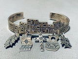 Pueblo Dangling Charms!! Vintage Native American Navajo Sterling Silver Bracelet Cuff-Nativo Arts