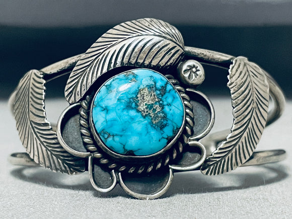 James Lee Vintage Native American Navajo Carico Lake Turquoise Sterling Silver Bracelet-Nativo Arts