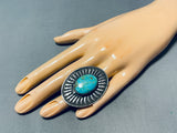 Sparkling Vintage Native American Navajo Carico Lake Turquoise Sterling Silver Ring-Nativo Arts