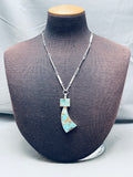 Maiden Of Turquoise Native American Navajo Inlay Sterling Silver Kachina Necklace-Nativo Arts