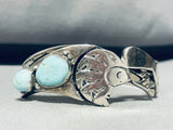 Dry Creek Turquoise!! Vintage Native American Navajo Kokopelli Sterling Silver Bracelet-Nativo Arts