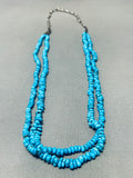 Brilliant Vintage Native American Navajo Blue Gem Turquoise Sterling Silver Necklace-Nativo Arts