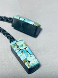 Native American Grasshopper Signed Santo Domingo Inlay Turquoise Silver Bolo-Nativo Arts