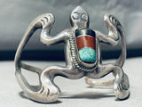 Tortoise Inlay Turquoise Vintage Native American Navajo Sterling Silver Bracelet Cuff-Nativo Arts