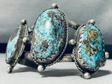 One Of The Best Vintage Native American Navajo Bisbee Turquoise Sterling Silver Bracelet-Nativo Arts
