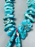 250 Grams Vintage Native American Navajo Heishi Kingman Turquoise Sterling Silver Necklace-Nativo Arts