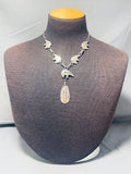 Gasp! Vintage Native American Navajo Sterling Silver Bear Feather Necklace-Nativo Arts