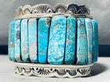 158 Grams Heavy Native American Navajo Turquoise Inlay Sterling Silver Bracelet-Nativo Arts