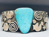 Heart & Petroglyph Vintage Native American Navajo Turquoise Sterling Silver Bracelet-Nativo Arts