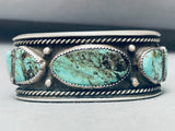 Green Basalt Turquoise!! Vintage Native American Navajo Sterling Silver Bracelet-Nativo Arts