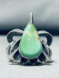 Aaron Anderson Vintage Native American Navajo Green Turquoise Sterling Silver Ring-Nativo Arts
