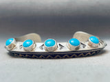 One Of The Best Vintage Native American Navajo Lan Secatero Sterling Silver Turquoise Bracelet-Nativo Arts
