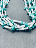 Superior Vintage Santo Domingo Turquoise Heishi Sterling Silver Necklace-Nativo Arts