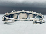Stunning Vintage Native American Navajo Maranci Turquoise Sterling Silver Leaf Bracelet