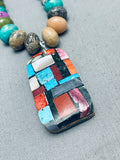 Spectacular Vintage Santo Domingo Turquoise Inlay Sterling Silver Necklace Old-Nativo Arts