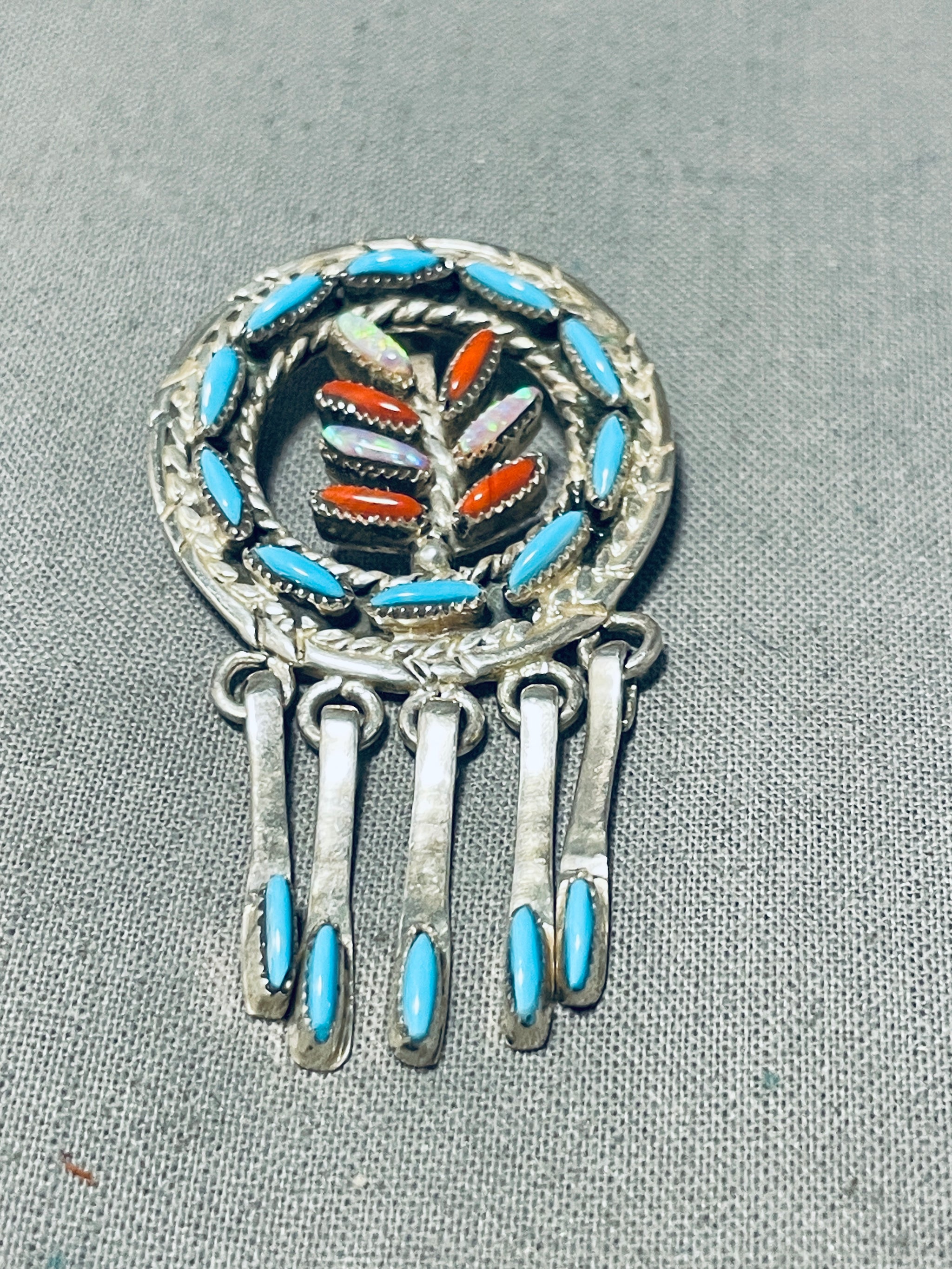 Vintage Native American Sterling silver handmade brooch, 925 pin online with obsidian, stamped Sterling AZ