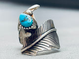 Twisted Leaf Native American Navajo Turquoise Sterling Silver Ring-Nativo Arts