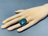 Classic Vintage Native American Navajo Green Turquoise Sterling Silver Ring-Nativo Arts