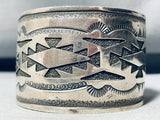 Vintage Rug Pattern!! Native American Navajo Sterling Silver Wide Bracelet-Nativo Arts