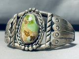 Gasp! Vintage Native American Navajo Green Turquoise Sterling Silver Bracelet Old-Nativo Arts