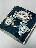 One Of The Best Ever Vintage Native American Zuni Turquoise Inlay Sterling Silver Ketoh Bracelet-Nativo Arts