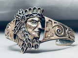 Highly Detailed Vintage Native American Navajo Chief Sterling Silver Flank Bracelet-Nativo Arts