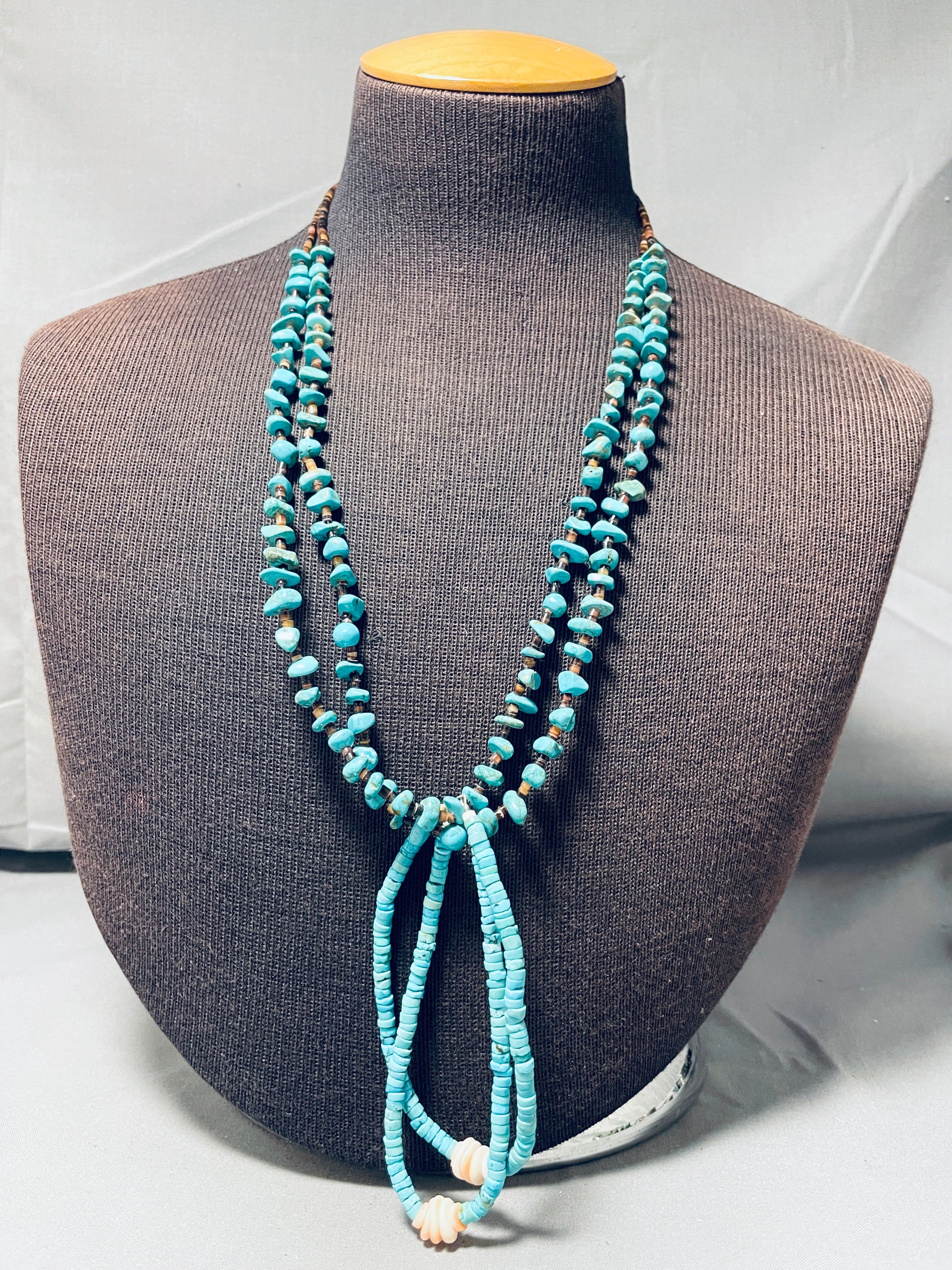 アクセサリー indian jewelry navajo necklace Brilliant Native American Navajo Blue Gem Turquoise Jacla Shell