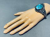 Jess Martinez Vintage Native American Navajo Morenci Turquoise Sterling Silver Bracelet-Nativo Arts