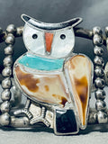 The Best Vintage Native American Navajo Owl Sterling Silver Inlay Bracelet Cuff-Nativo Arts