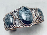 Black Moon Agate Vintage Native American Navajo Sterling Silver Bracelet Cuff Old-Nativo Arts