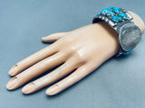 Heavy 113 Grams Vintage Native American Zuni Turquoise Sterling Silver Bracelet-Nativo Arts