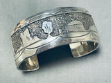 Fascinating Native American Navajo Sterling Silver Handcarved Storyteller Bracelet-Nativo Arts