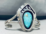 Herb Platero Vintage Native American Navajo Carico Lake Turquoise Sterling Silver Bracelet-Nativo Arts