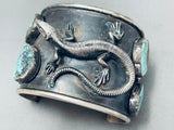 137 Grams Vintage Native American Navajo Turquoise Lizard Sterling Silver Bracelet-Nativo Arts