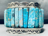 158 Grams Heavy Native American Navajo Turquoise Inlay Sterling Silver Bracelet-Nativo Arts