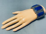 The Best Vintage Native American Navajo Squared Lapis Sterling Silver Bracelet-Nativo Arts