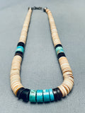 Superior Vintage Navajo Turquois Shell Heishi Sterling Silver Necklace Old-Nativo Arts