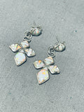 Stunning Vintage Santo Domingo Opal Sterling Silver Cross Earrings-Nativo Arts